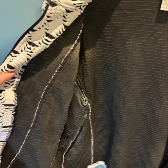 Rafael Sport Women Black White Zip Collared Textured Long Sleeve CareerJacket XL - Picture 8 of 9